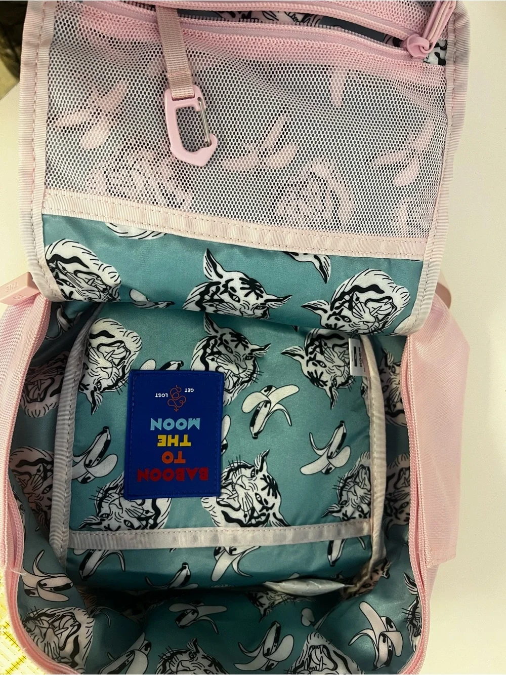 Baboon to the Moon Neon Green Waist Bag and Pink Mini Backpack Bag Duo